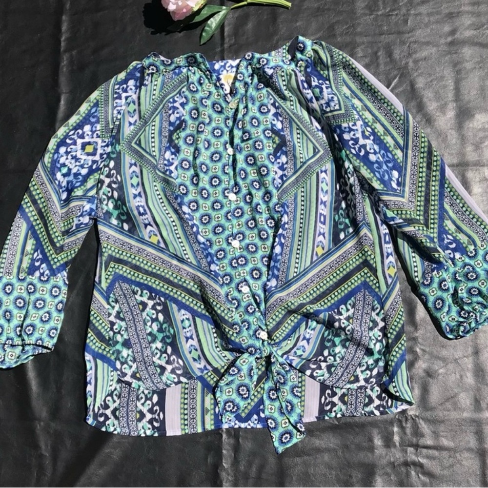 Blouse Stylish Women's Blue Patterned Top size s